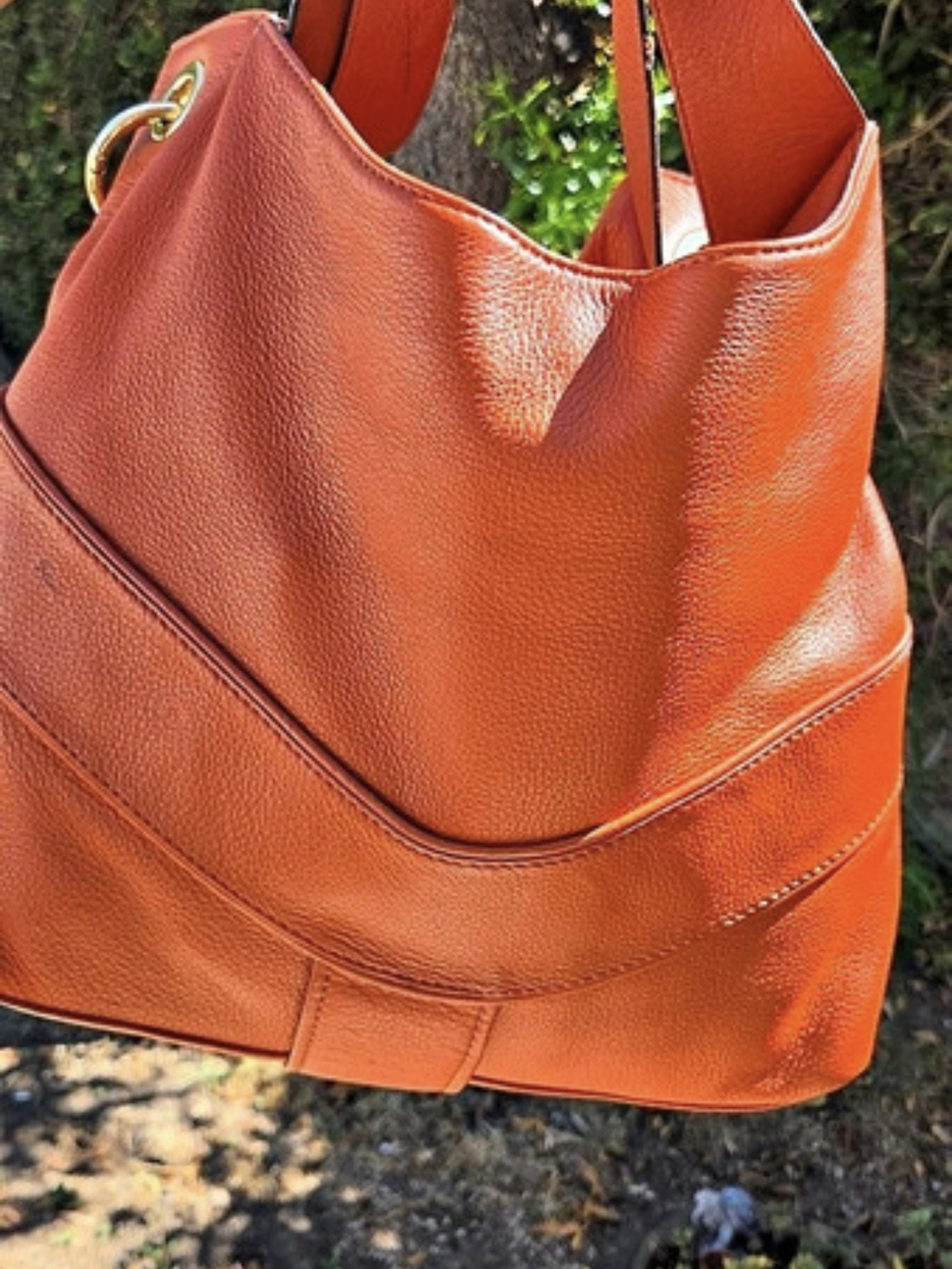 Michael Kors Leather-Look Orange Hobo Bag - Picture 3 of 9